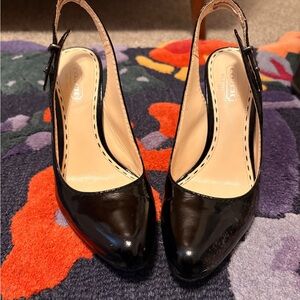Coach Black Patent Slingback Heels